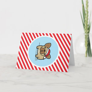 Cartão De Festividades Fawn Frenchie em Listras de Canas de Abalas
