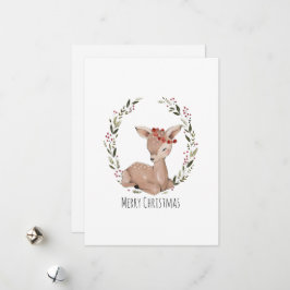 Cartão De Festividades Fawn Wreath Natal