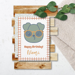 Cartão De Festividades Fazenda Animal Birthday Dog Hearts Gingham Pattern