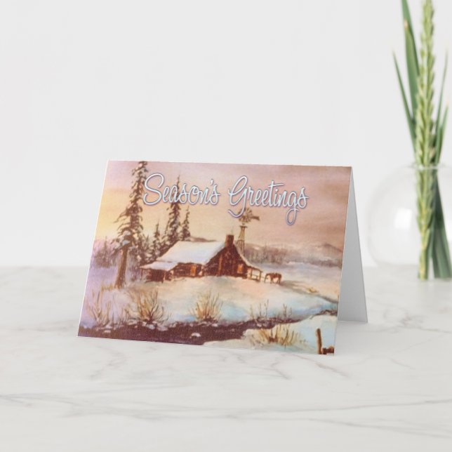 Cartão De Festividades FAZENDA & CAVALEIROS do INVERNO por SHARON SHARPE (Frente)