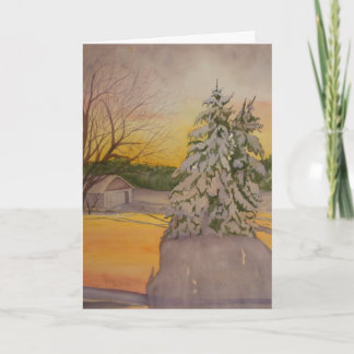 Cartão De Festividades Fazenda coberto de neve de Shaffer