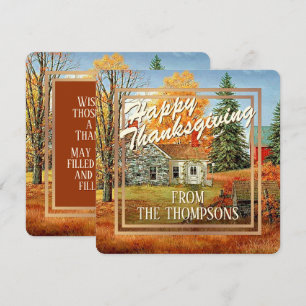 Cartão De Festividades Fazenda Personalizada Cottage Watercolor Feliz Açã