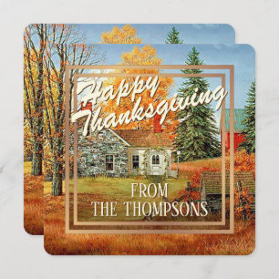 Cartão De Festividades Fazenda Personalizada Cottage Watercolor Feliz Açã