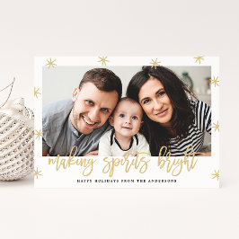 Cartão De Festividades Fazendo Espíritos Brilhantes Foto com Letra Dourad