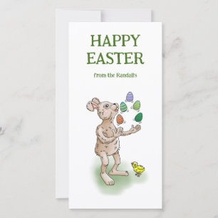 Cartão De Festividades Fazendo malabarismo com Bunny da Páscoa