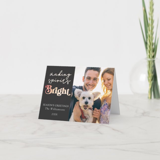 Cartão De Festividades Fazer Espíritos Brilhantes 2 Fotografias Saudações (Frente)