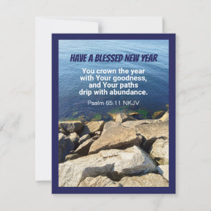 Cartão De Festividades Fé Cristã Feliz Ano Novo Oceano Azul
