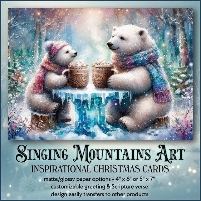 Cartão De Festividades Fé Cristã Urso Polar Amigos Natal (Criador carregado)
