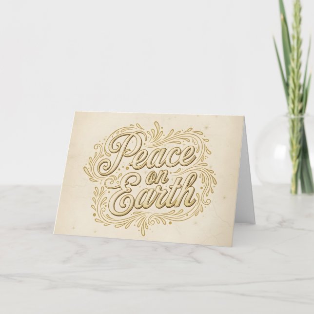 Cartão De Festividades Fé Retro Script Paz na Terra Natal (Frente)