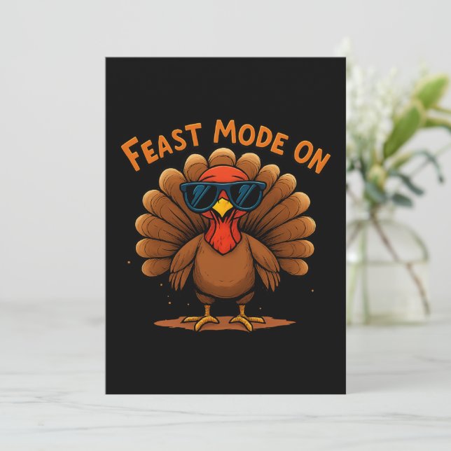 Cartão De Festividades Feast Mode On Thanksgiving Card (Em pé/Frente)