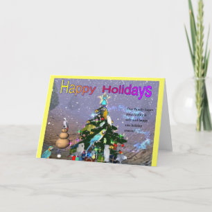 Cartão De Festividades Feathered Family Holiday Greetings