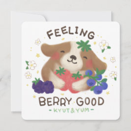 Cartão De Festividades Feeling Berry Good: Cute Dog with Berries