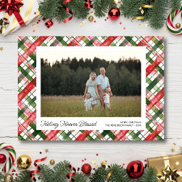 Cartão De Festividades Feeling Blessed, Fun Plaid Christmas Photos Custom
