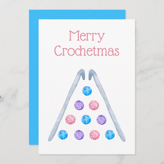 Cartão De Festividades Feira de Aquarela de Natal Crochet (Frente/Verso)