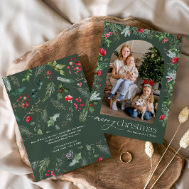 Cartão De Festividades Feira de Botânica Verde Elegante Feliz Natal