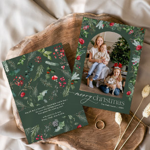 Cartão De Festividades Feira de Botânica Verde Elegante Feliz Natal