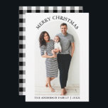 Cartão De Festividades Feira de Fotografias de Xadrez Negra e Branca Feli<br><div class="desc">Moderno Trendy Rustic Black & White Buffalo - Arco de Fotografias de Xadrez Branca - Feliz Cartão de Natal</div>