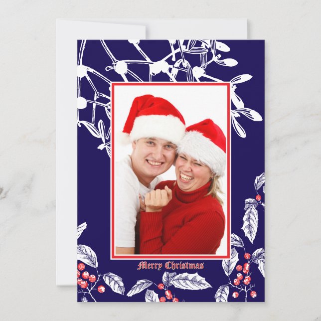 Cartão De Festividades Feira de Natal Holly e Mistura de Arte Botânica (Frente)