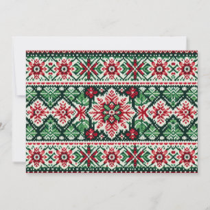 Cartão De Festividades Feira de Natal/Inverno vermelha e verde