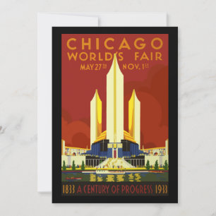 Cartão De Festividades Feira dos Mundos de Chicago da Poster viagens vint