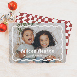 Cartão De Festividades Felices Fiestas Borde Ondulado Retro con Foto