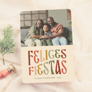 Cartão De Festividades Felices Fiestas Postal de Navidad Retro con Foto