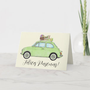 Cartão De Festividades Felices Pascuas - Páscoa espanhola - Retro Fiat 50