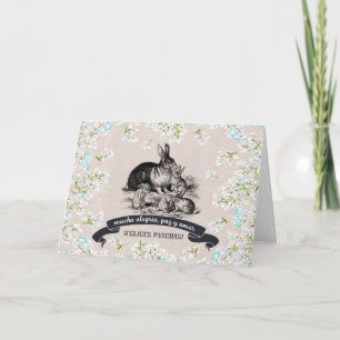 Cartão De Festividades Felices Pascuas. Placa de páscoa em espanhol