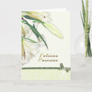 Cartão De Festividades felices pascuas, spanish happy easter card, lilly