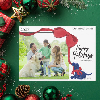 Cartão De Festividades Félicias Festas Laço de Cachorrinho Fofo Divertido