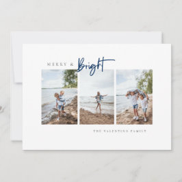 Cartão De Festividades Felicidade e Brilho Azul Moderno Design Minimalist