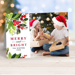 Cartão De Festividades Felicidade e Brilho Foto em Aquarela de Natal