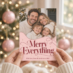 Cartão De Festividades Felicidade Tudo Arco Rosa Ondulado Natal Foto