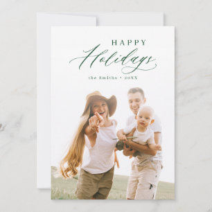 Cartão De Festividades Felicidades de Férias em Script Moderno Verde Foto