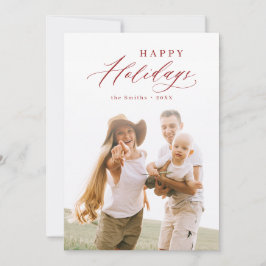 Cartão De Festividades Felicidades de Férias em Script Moderno Vermelho F
