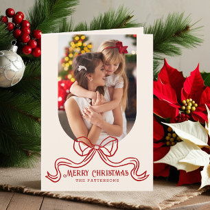 Cartão De Festividades Felicidades de Natal com Arco Vermelho Personaliza