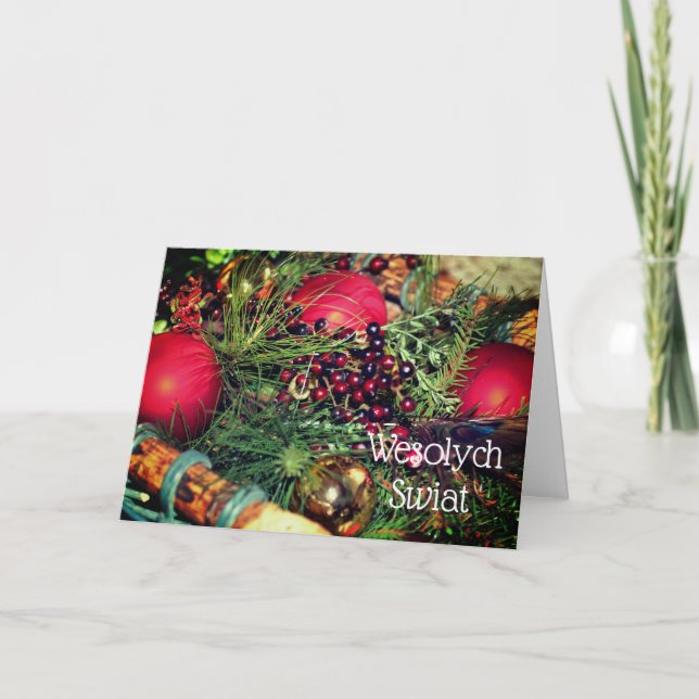 Cartão De Festividades Felicidades Elegantes para o Natal Polonês (Frente)