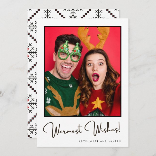 Cartão De Festividades Felicidades Mais Quentes Foto do Casal (Frente/Verso)