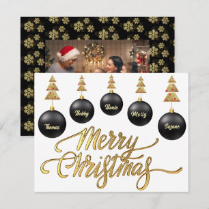 Cartão De Festividades Felicidades modernas de Natal douradas em preto e