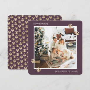 Cartão De Festividades Felicidades Patafixas Foto Dourado Roxo