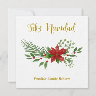Cartão De Festividades Felicitación Navideña en Español con Diseño Fl