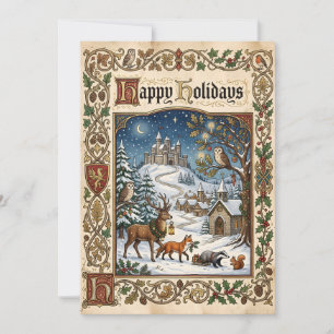 Cartão De Festividades Félicitações Natalícias Natal Vintage Medieval