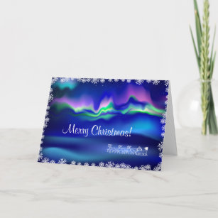 Cartão De Festividades Felicitation do Natal da aurora boreal