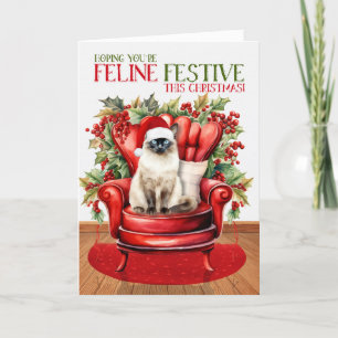 Cartão De Festividades FELINE Festivo de Natal Balinês