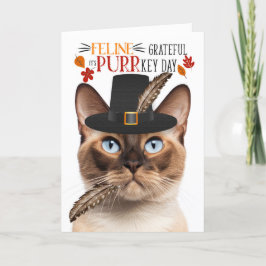 Cartão De Festividades Felino de Gato Birmanês Grateful para PURRkey Day