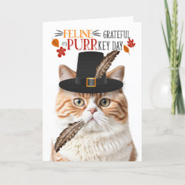 Cartão De Festividades Felino de Laranja Britânico Grateful para PURRkey 