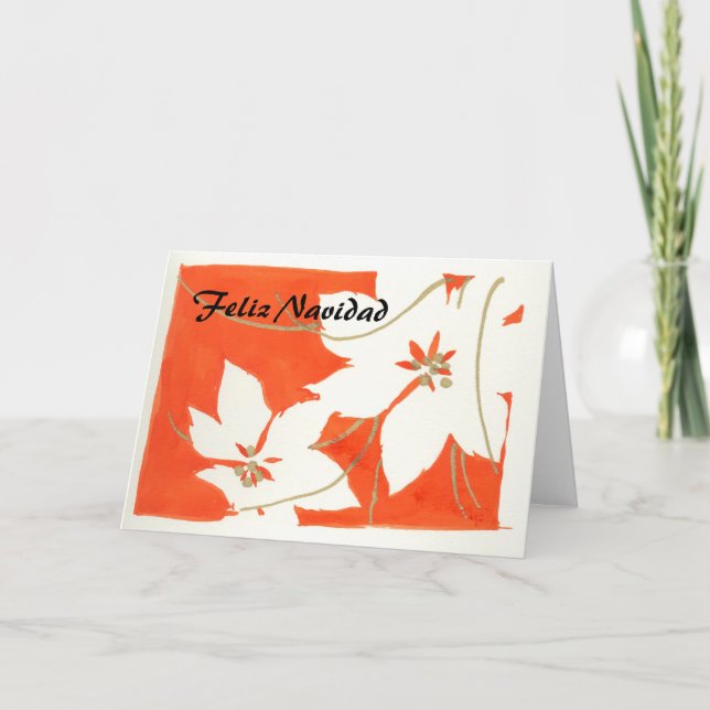 Cartão De Festividades Felix Navidad - Poinsetia (Frente)