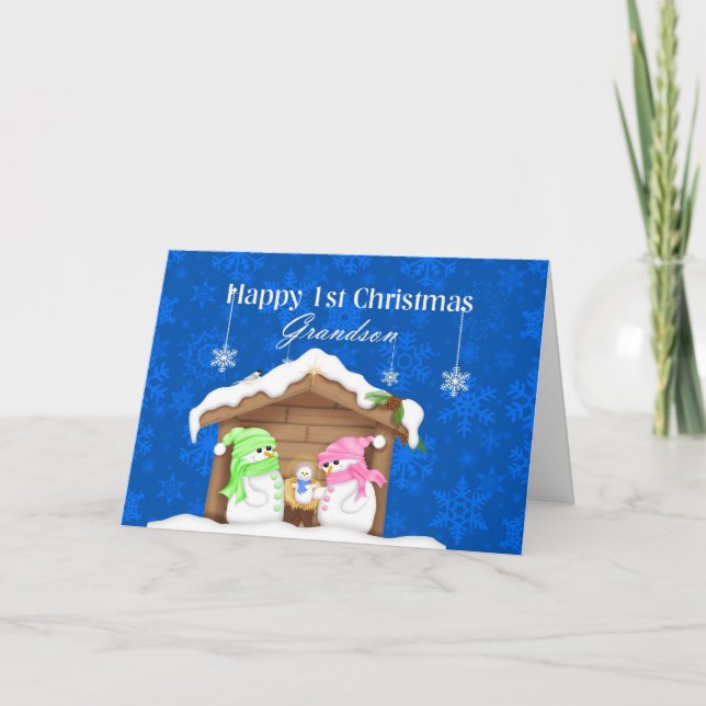 Cartão De Festividades Feliz 1º Natal Neto (Frente)