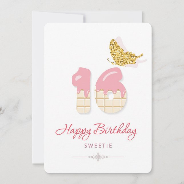 Cartão De Festividades Feliz 16º aniversário (Frente)