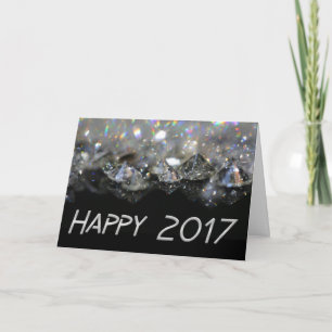 Cartão De Festividades Feliz 2017 - Ouros Brilhantes Prata Negra Elegante